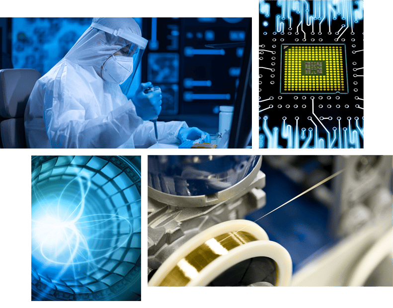 Wire Application Areas Visual collage of different fine wire applications empowering the future with Luma Wire Tech’s precision ultra-thin wire technology for critical high-tech industries