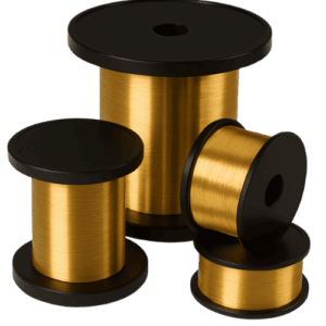 Gold-plated tungsten wires on spools from Luma Wire Tech. Advanced plating and ultra-fine wire solutions