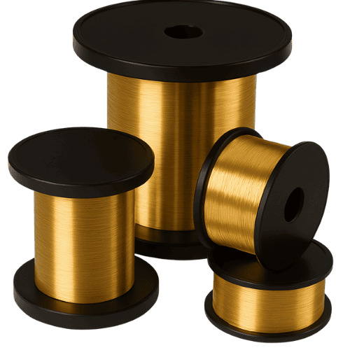 Gold Plated Tungsten Wire Gold-plated tungsten wires on spools from Luma Wire Tech