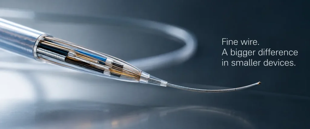 Fine wire for catheters used in advanced medical device applications